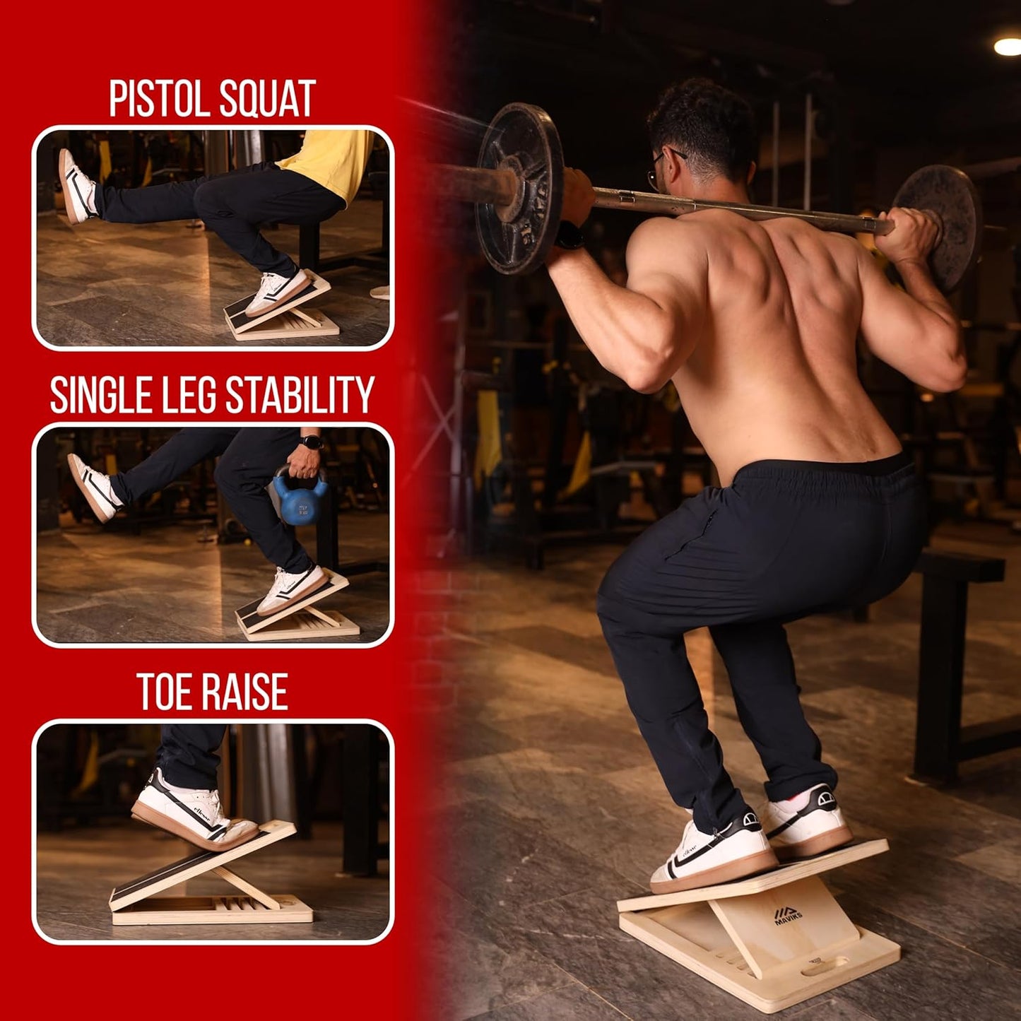 Professional Adjustable Calf Stretcher Slant Board for Squats for Ankle and Achilles Stretching, Posture Wooden Slant Board for Calf Stretching, Squat Wedge for Physical therapy & Exercise