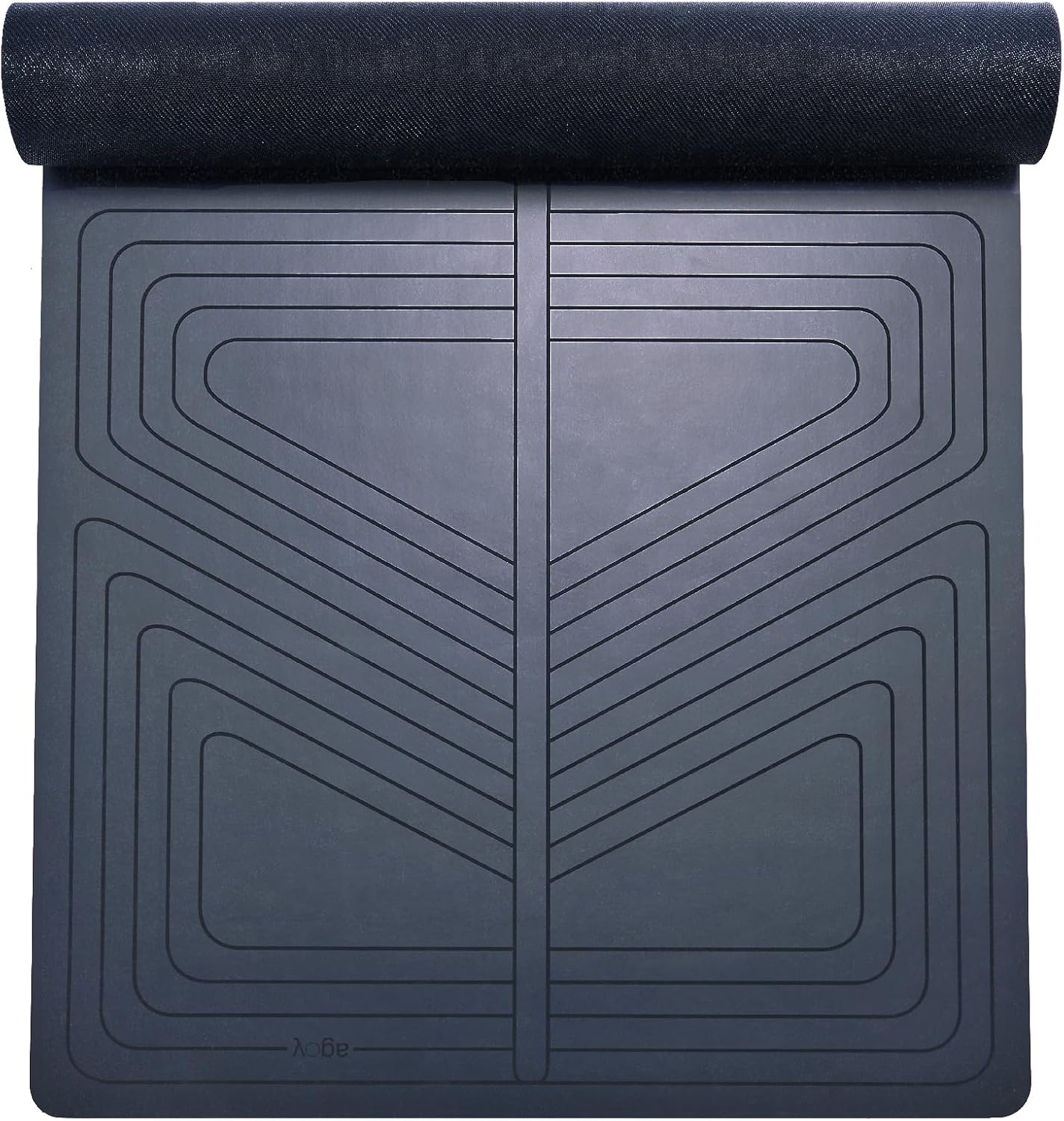 agoy PRO+ WARRIOR - Premium Non-Slip Yoga Mat – Eco-Conscious Design - PU Mat With Wet/Dry Grip+ - Focus Alignment - Lazer-Etched Technology - A Portable Standard Size Mat for All Styles of Yoga