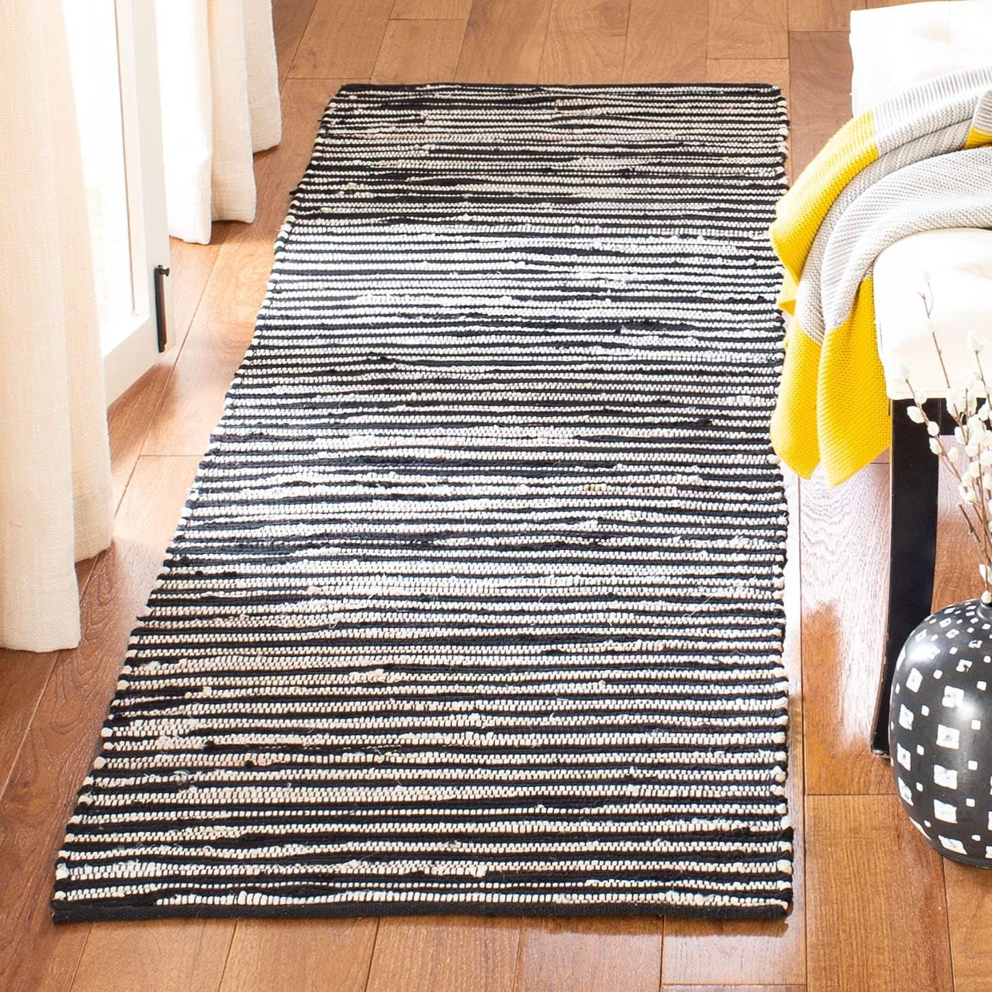 SAFAVIEH Area Rug 3x5 - Rag Rug Collection - Blue & Multi, Handmade Cotton, Boho Stripe Pattern, Ideal for Entryway, Living Room, Bedroom, Dining Space (RAR130B)