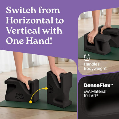 PRO Yoga Blocks | Ergonomic Yoga Block 2 Pack for Wrist Comfort and Support | EVA Foam Exercise Blocks, 2x Knee Pads & Yoga Strap | Pilates Block Set | Bricks to Eliminate Wrist Pain