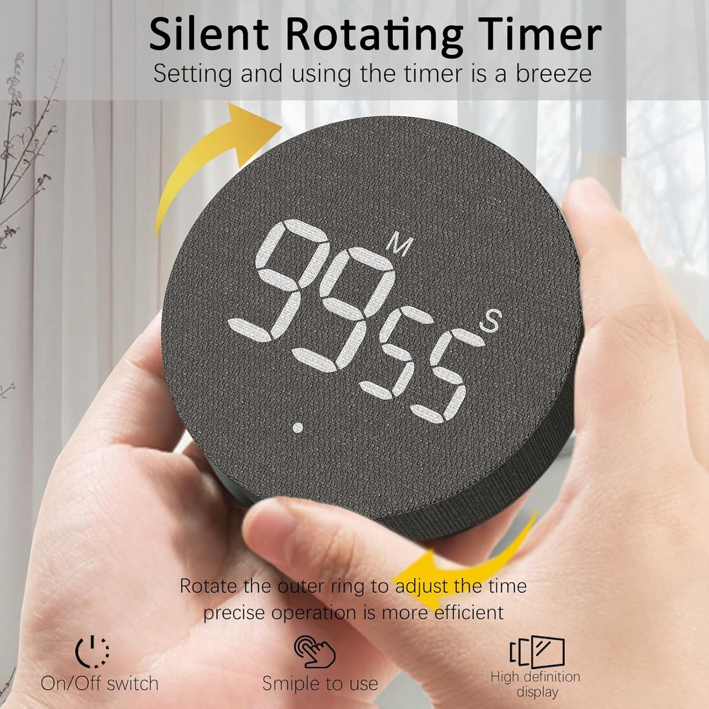 AVINIA Digital Kitchen Timers, Visual timers Large LED Display Magnetic Countdown Countup Timer for Classroom Cooking Fitness Baking Studying Teaching, Easy for Kids and Seniors Black
