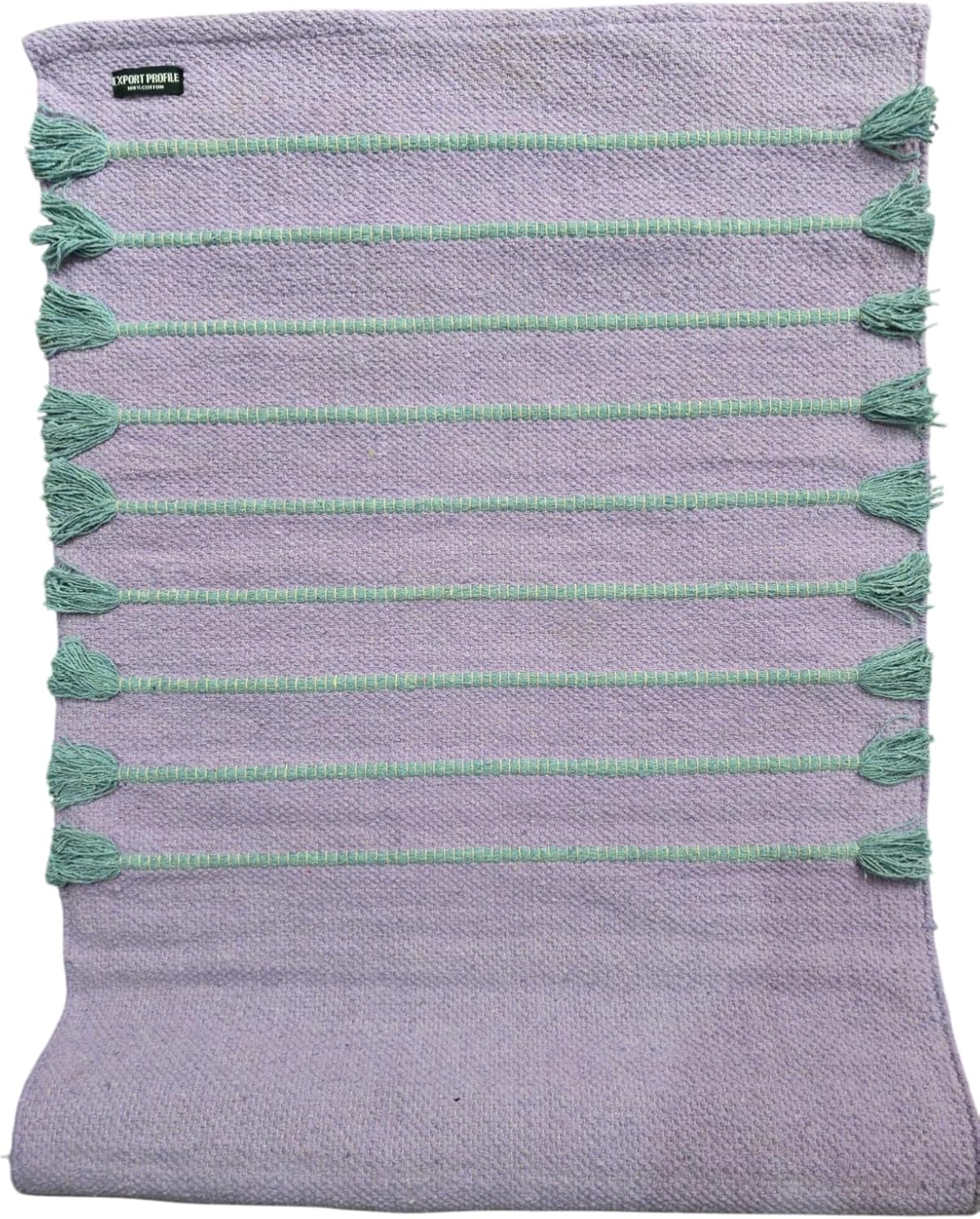 Indian Handmade100 % Organic Anti Skid Multi Colour Cotton Yoga Mat - Eco-Friendly Hand-Woven Rug - Non-Slip & Thick (24”x72”x5mm) for Hot yoga & Everyday Fitness at Home - Comfortable & Foldable Extra-Long Mat