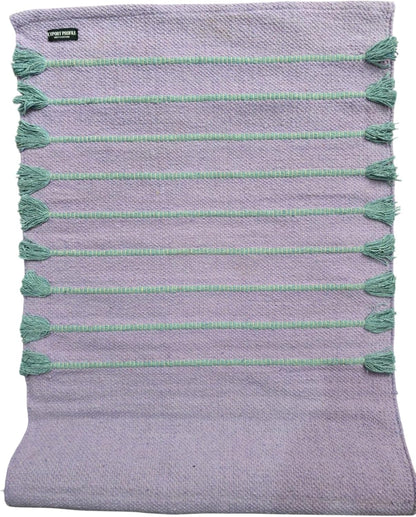 Indian Handmade100 % Organic Anti Skid Multi Colour Cotton Yoga Mat - Eco-Friendly Hand-Woven Rug - Non-Slip & Thick (24”x72”x5mm) for Hot yoga & Everyday Fitness at Home - Comfortable & Foldable Extra-Long Mat