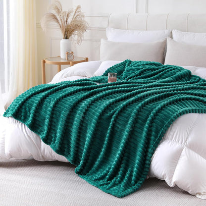 Khaki Throw Blanket for Couch Sofa 50x60 inches Striped Fleece Blankets Room Home Decor Lightweight Plush Soft Cozy Gifts for Women Mom Girls
