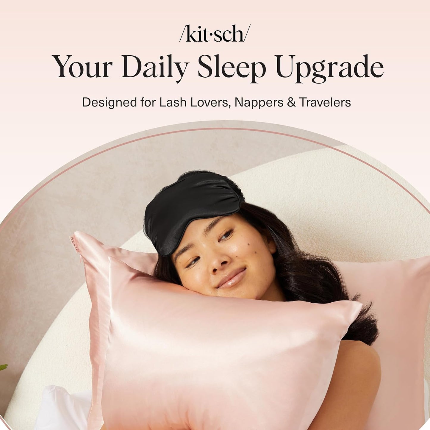 Kitsch Weighted Satin Sleep Mask - Weighted Eye Masks for Sleep and Travel - Lavender Ultra-Soft Sleeping Eye Mask for Women and Men - Light Blocking, Adjustable Strap, (4.1oz/116g)