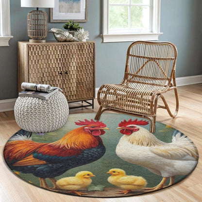 Machine Washable Modern Round Area Rug, Room Sofa Yoga Soft Round Carpet, Home Decor Non Slip Kitchen Office Circle Rug Union Jack Flag UK Mandala Art, 60inch