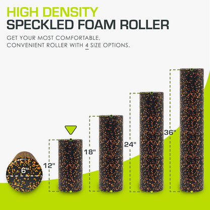 ProsourceFit High Density Foam Rollers 12 - inches long, Firm Full Body Athletic Massage Tool for Back Stretching, Yoga, Pilates, Post Workout Muscle Recuperation, Black