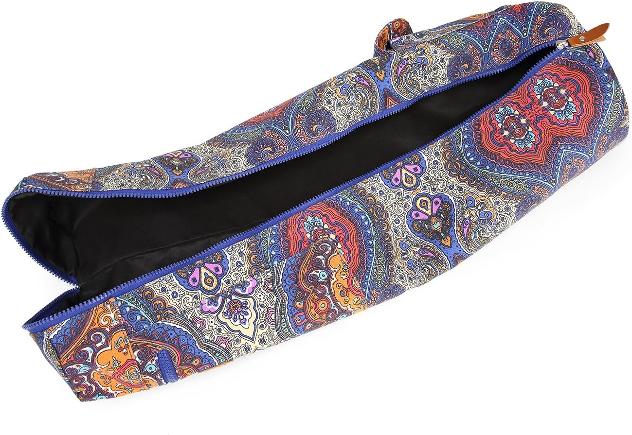 Canvas Yoga Mat Bag with Adjustable Strap & Pockets, Full-Zip Travel Gym Tote for Women & Men, Fits 1/4" & 1/3" Thick Mats, Lightweight Carrier for Yoga, Studio, Workout, Outdoor Use