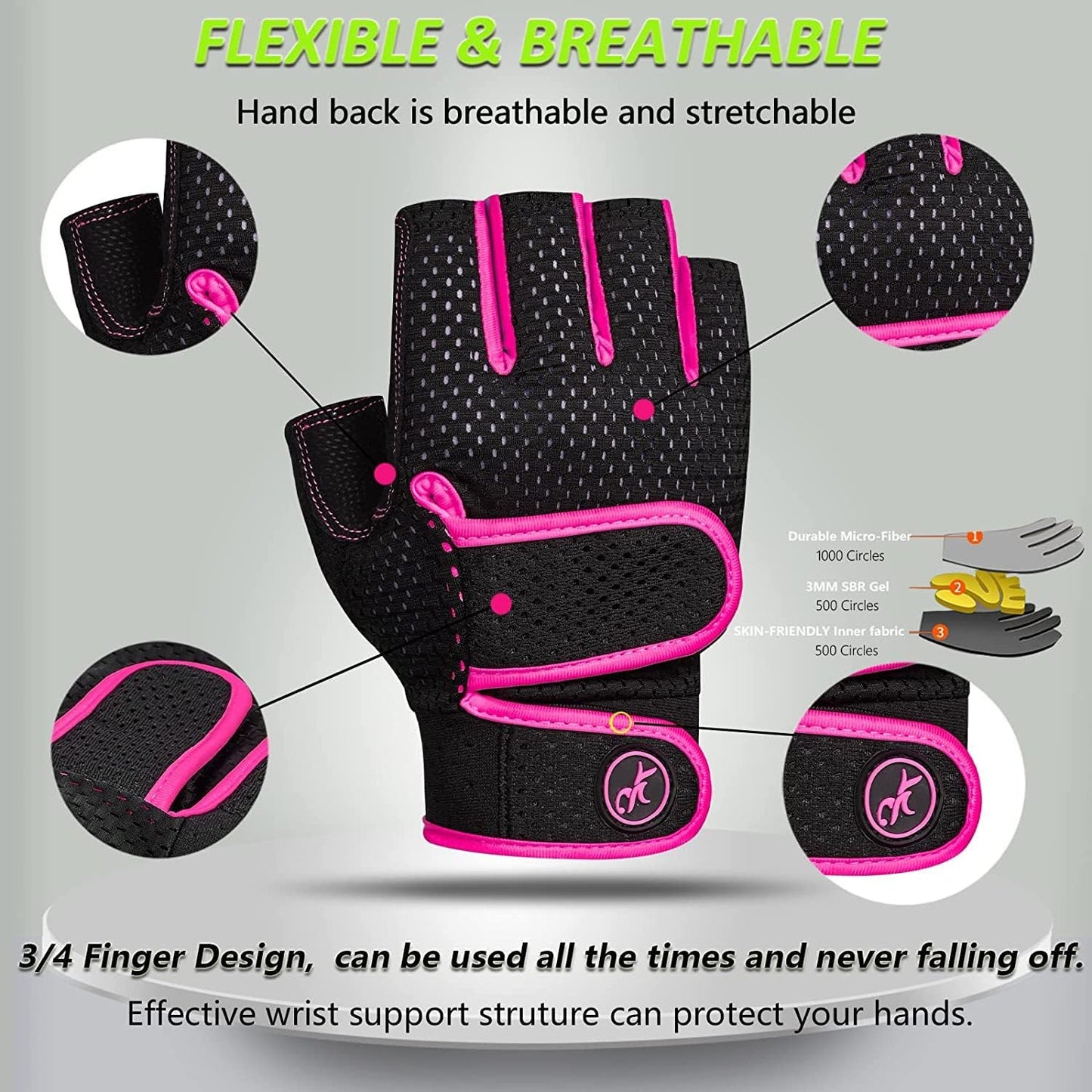 MOREOK Workout Gloves Padded Weight Lifting Gloves for Men/Women, [3MM Gel] Fingerless Grip Gym Gloves Fitness Gloves for Exercise,Hanging,Weightlifting, Cycling, Pull ups, Rowing