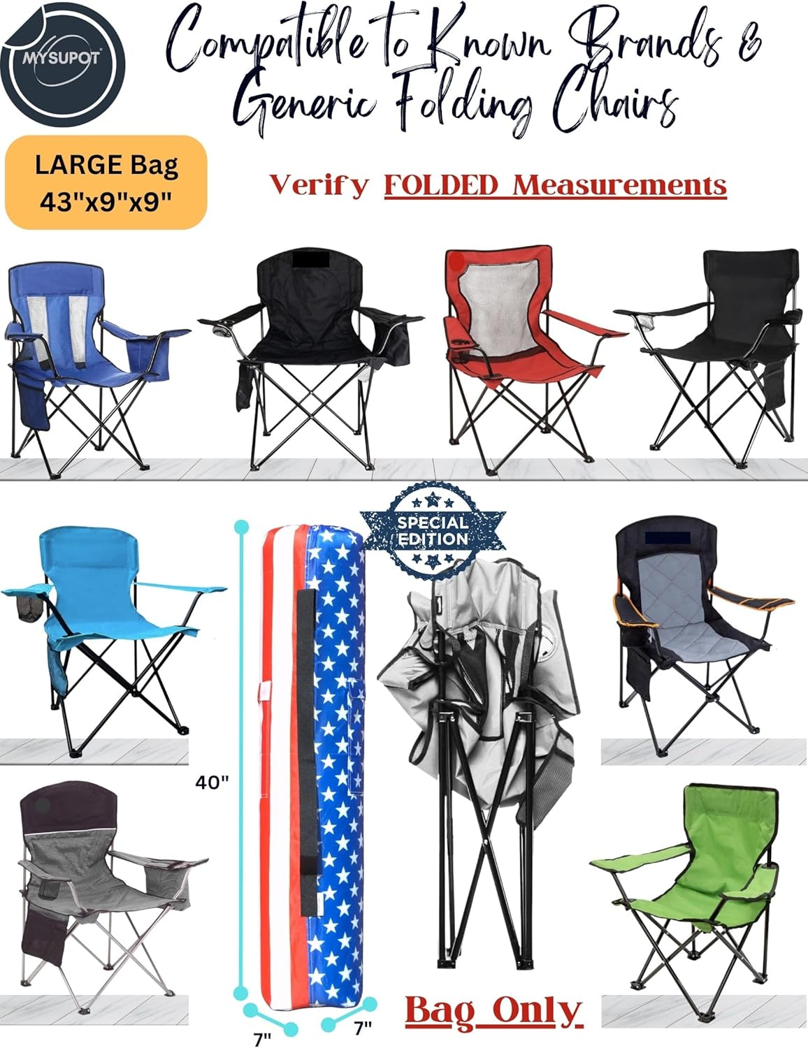 Replacement Bag for Folding Camping Chair, Portable Camp Chair, Hammock, Yoga Mat, Umbrella, Tents, Tripods, Fishing Poles - 420D Oxford Polyester Fabric