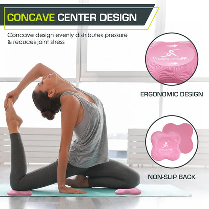 ProsourceFit Yoga Knee Support Pads Set of 2, Non-Slip Knee Pad for Yoga, Pilates, Meditation, and Stretching; Exercise Yoga Accessories for Knee Support for Men and Women, Portable Yoga Pad Cushions
