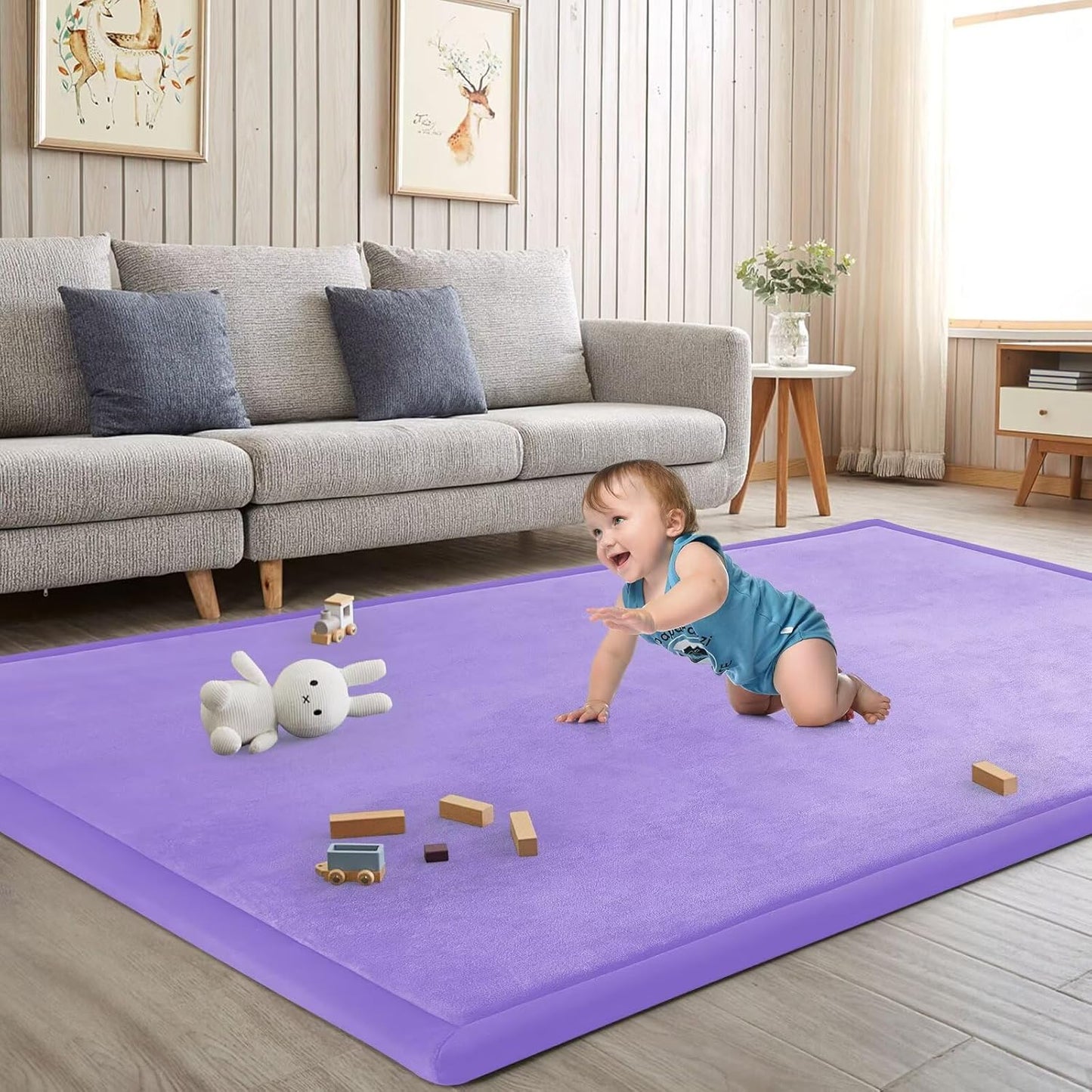 Baby Play Mat for Floor Nursery Rug Muscle Mat Area Rug Playroom Rug 79"x110" Playpen Mat Memory Foam 1.3" Thick Crawling Mat For Babies,Toddlers, Infants, Kids,Grey