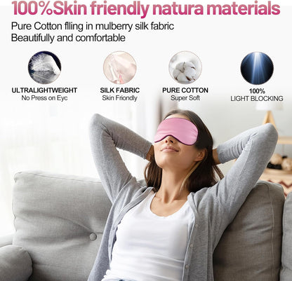 Sleep Mask, Silk Eye Mask for Sleeping with Adjustable Strap, Satin Blackout Sleeping Eye Mask for Men&Women, Comfortable Blindfold Eyeshade for Night Sleep(Black)