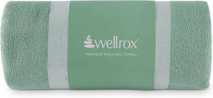 Wellrox Microfiber Yoga Mat Towel with Grip – Ultra Absorbent, Super Soft, and Quick Dry Hot Yoga Towel Non Slip for Pilates, Bikram, and Fitness Workouts (74” x 26”, Pink)