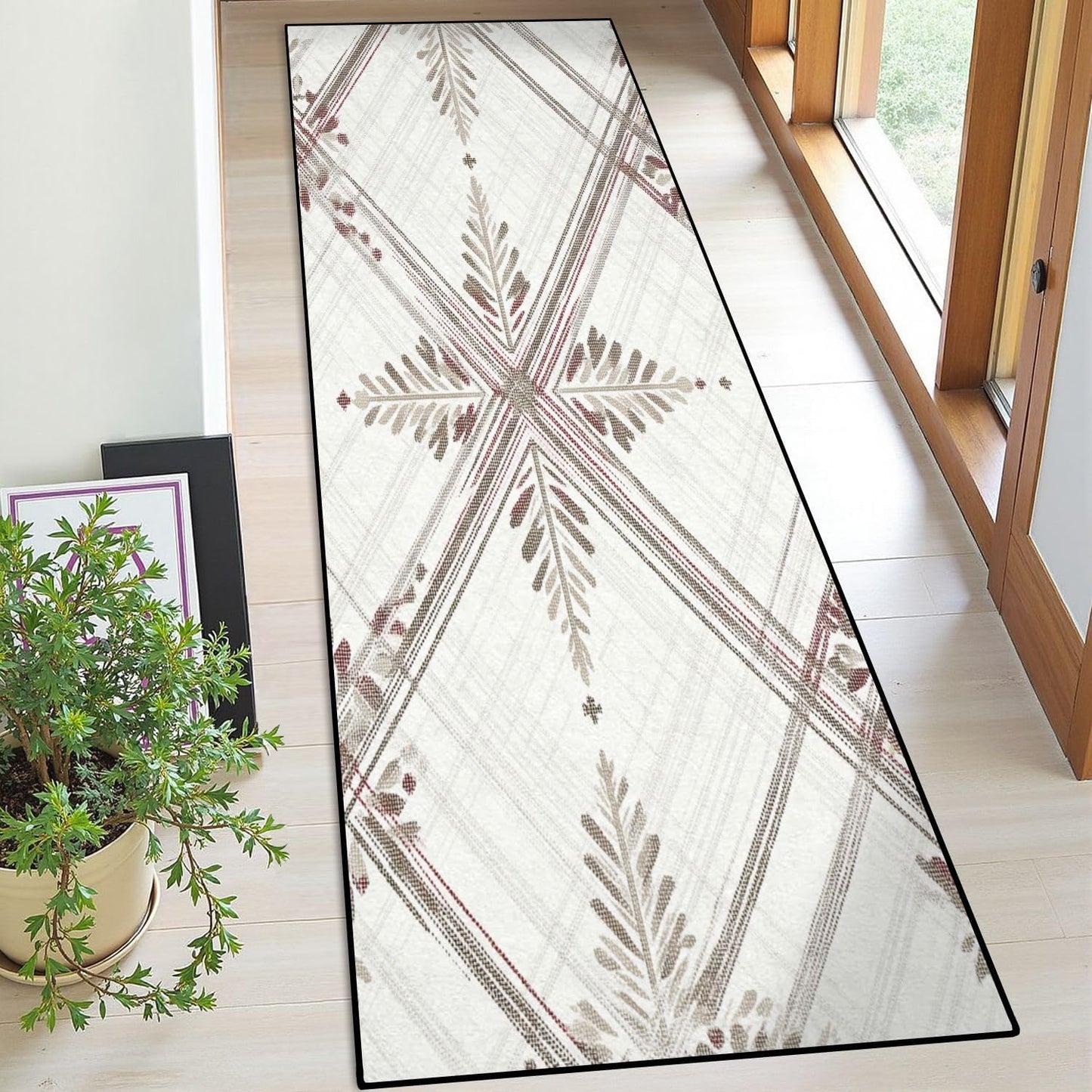 Runner Rug Washable 2x6 White Navy Blue Green Tartan Plaid Scottish Texture from Tartan Plaid Non-Slip Hallway Area Rug Indoor Outdoor Home Decor for Entryway Bathroom Kitchen Carpet Yoga Floor Mat
