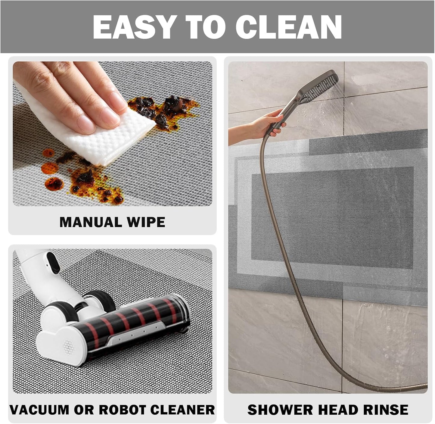 YDKGL Non Slip Long Bath Mat Bathroom Runner, Rubber Backing Ultra Thin Bathroom Rugs Fit Under Door Quick Dry Super Absorbent Washable Bath Rug Shower Mat for Bathtub Sink Floor, Dark Gray 17"x47"