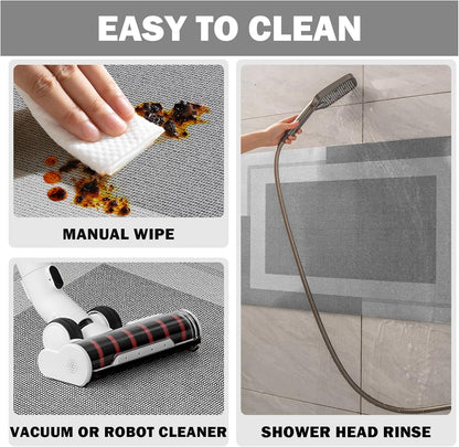 YDKGL Non Slip Long Bath Mat Bathroom Runner, Rubber Backing Ultra Thin Bathroom Rugs Fit Under Door Quick Dry Super Absorbent Washable Bath Rug Shower Mat for Bathtub Sink Floor, Dark Gray 17"x47"