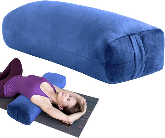 MABOZOO Yoga Bolster Pillow, Rectangular Bolster for Restorative Yoga & Meditation, Professional Meditation Cushion with Carry Handle, 27"X10"X6"