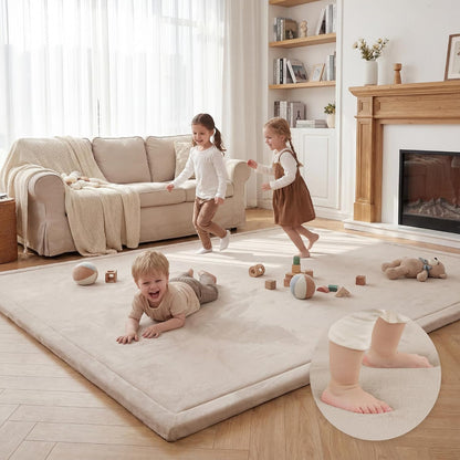 Baby Play Mat for Floor,1.3" Thick Memory Foam Tummy Time Mat,Soft Coral Velvet Nursery Rug,Large Non Slip for Crawling,Toddlers,Infants,Kids,Yoga & Tatami Style for Living Room(Dark Gray)