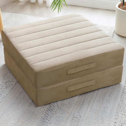 JKMAX 2 Pcs High Density Foam Floor Pillow - Upgraded Large Pillows Seating for Adults - Outdoor Floor Cushion with Soft Tufted Cover - Yoga Pillows for Sitting On Floor - 22 Inch Light Gray