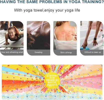 Yoga Mat Towel with Corner Pockets - Microfiber Yoga Towels for Hot Yoga Non Slip Moisture Wicking Sweat Absorbent, Tree of Life Yoga Towel Easy for Travel, Use in Hot Yoga,Bikram,Pilates and Fitness