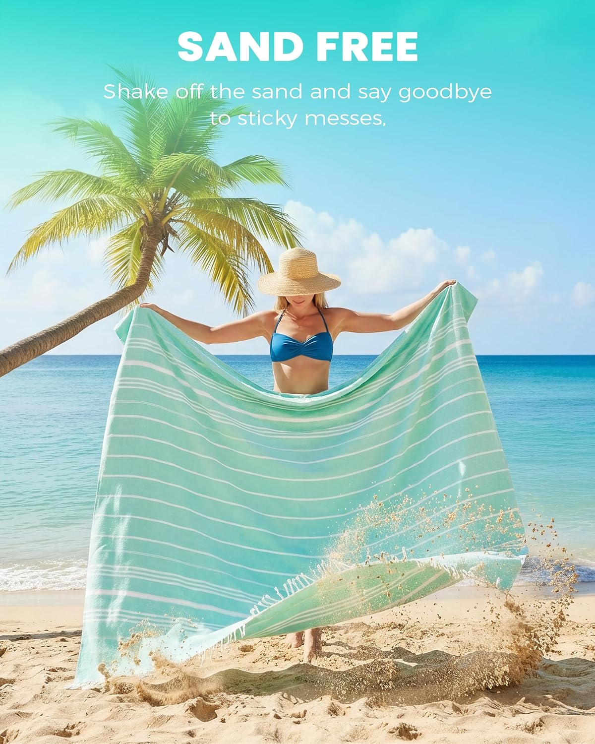 Antfuny Turkish Beach Towels Vacation Essentials Quick Dry Sand Free Oversized Bath Pool Swim Towel Extra Large XL Blanket Adult Travel Cruise Accessories Must Haves Clearance Stuff Necessities - Colors A