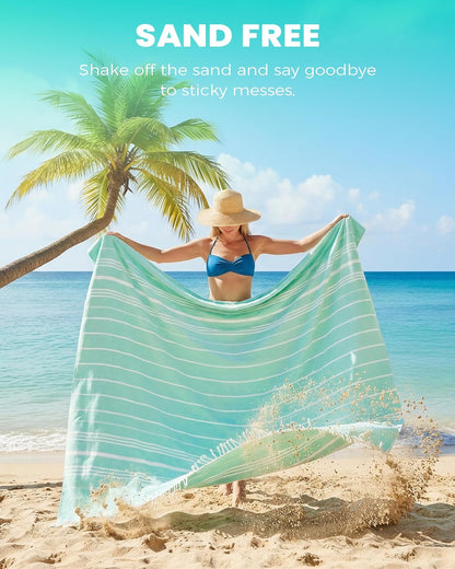 Antfuny Turkish Beach Towels Vacation Essentials Quick Dry Sand Free Oversized Bath Pool Swim Towel Extra Large XL Blanket Adult Travel Cruise Accessories Must Haves Clearance Stuff Necessities - Colors A