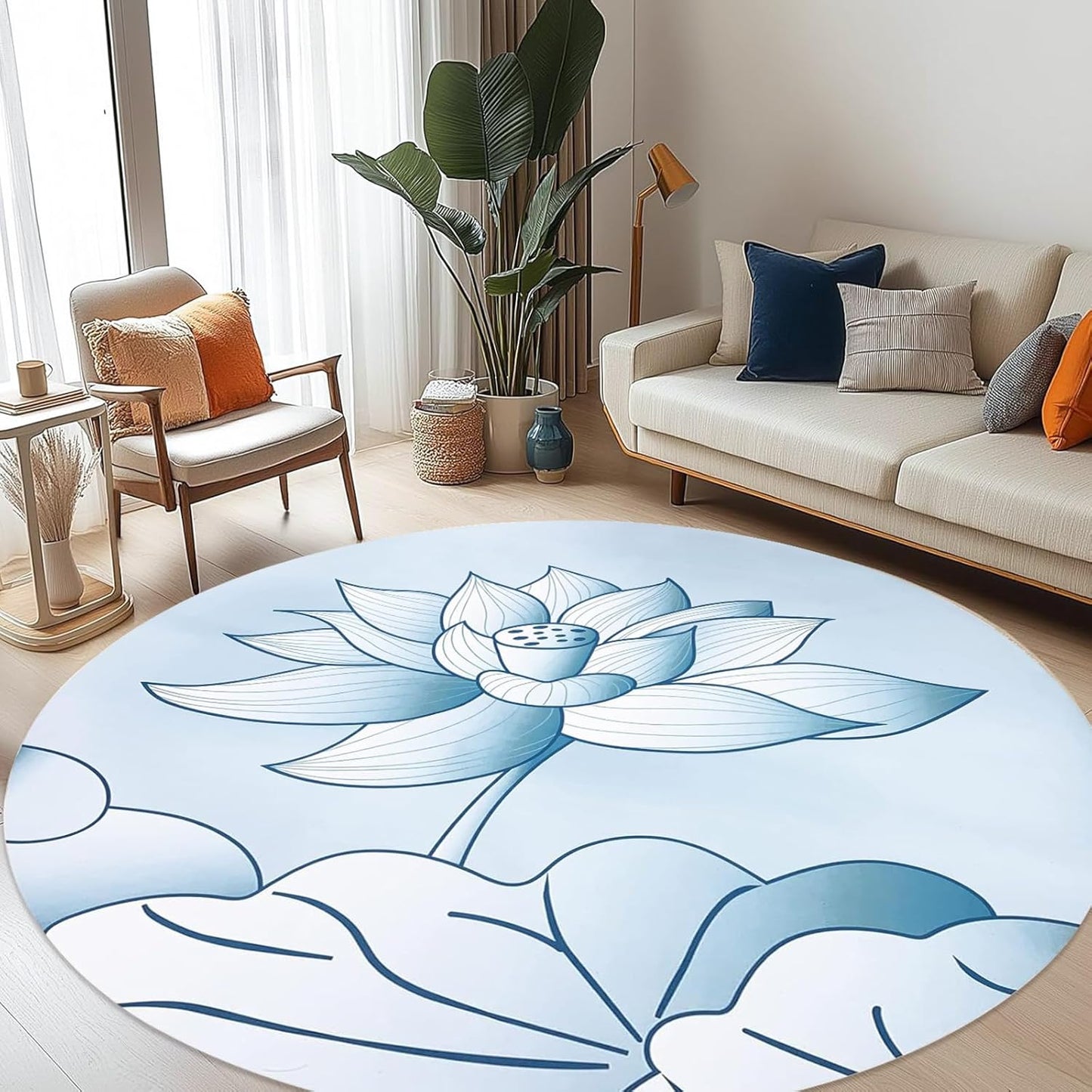 Round Meditation Yoga Mat - Large Lotus Non Slip Natural Rubber Mat for Home, Outdoor Exercise, Meditation, Stretching and Yoga (4Ft)
