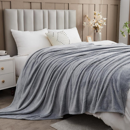 NEWCOSPLAY Super Soft Throw Blanket Light Purple Premium Silky Flannel Fleece Leaves Pattern Lightweight Bed Blanket All Season Use (Light Purple, Throw(50"x60")) - Colors A