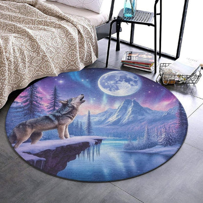 Machine Washable Modern Round Area Rug, Room Sofa Yoga Soft Round Carpet, Home Decor Non Slip Kitchen Office Circle Rug Union Jack Flag UK Mandala Art, 60inch