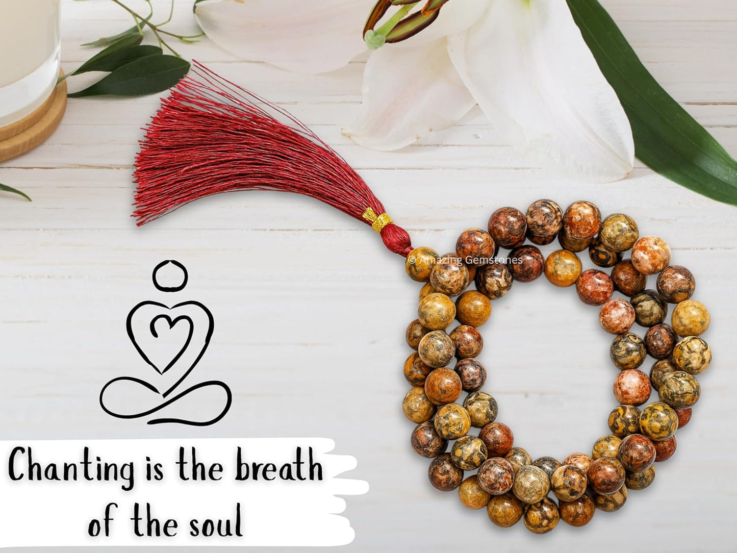 Amazing Gemstone 108 Beads Handmade Mala (Knotted, Rudraksha) - Colors A