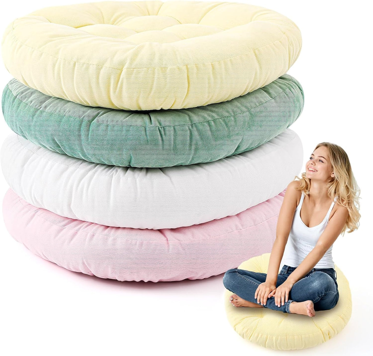 Jerify Floor Pillow Cushions Large Round Square Large Meditation Floor Pillow for Classroom Adult Meditation Picnic Party Seating Learning Daycare School(Square,Mixed Colors,4 Pcs)