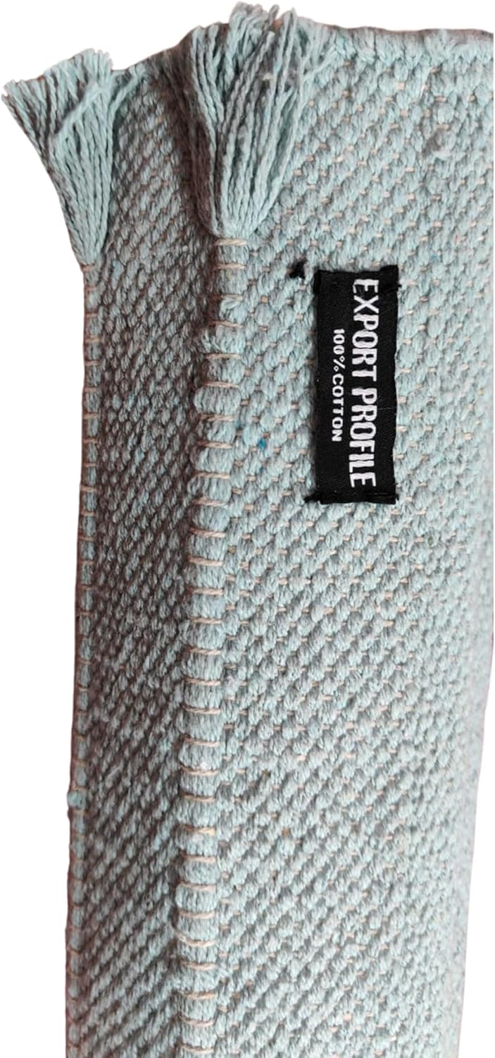 Indian Handmade100 % Organic Anti Skid Multi Colour Cotton Yoga Mat - Eco-Friendly Hand-Woven Rug - Non-Slip & Thick (24”x72”x5mm) for Hot yoga & Everyday Fitness at Home - Comfortable & Foldable Extra-Long Mat