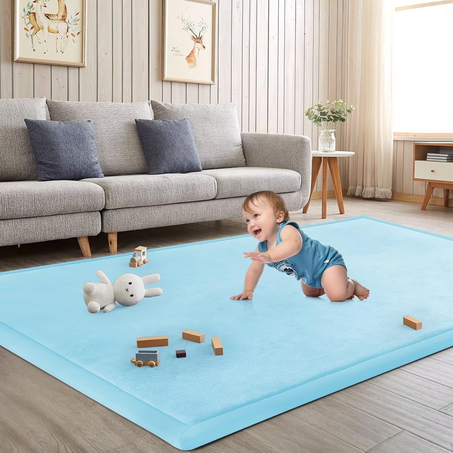Baby Play Mat for Floor Nursery Rug Muscle Mat Area Rug Playroom Rug 79"x110" Playpen Mat Memory Foam 1.3" Thick Crawling Mat For Babies,Toddlers, Infants, Kids,Grey