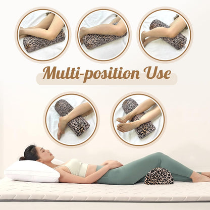 Knee Pillow for Back Sleeping – Half Moon Bolster Pillow for Under Knee While Sleeping Support, Leg & Back Pain Relief (21.5x9x5 Inches)