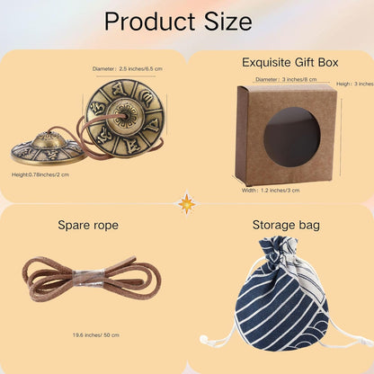 Tibetan Tingsha Cymbals Meditation Chime Bells 2.5" 8 Lucky Symbols Embossed Brass with Gift Box Drawstring Cloth Bag for Sound Healing, Yoga, Stress Relief Meditation Instruments