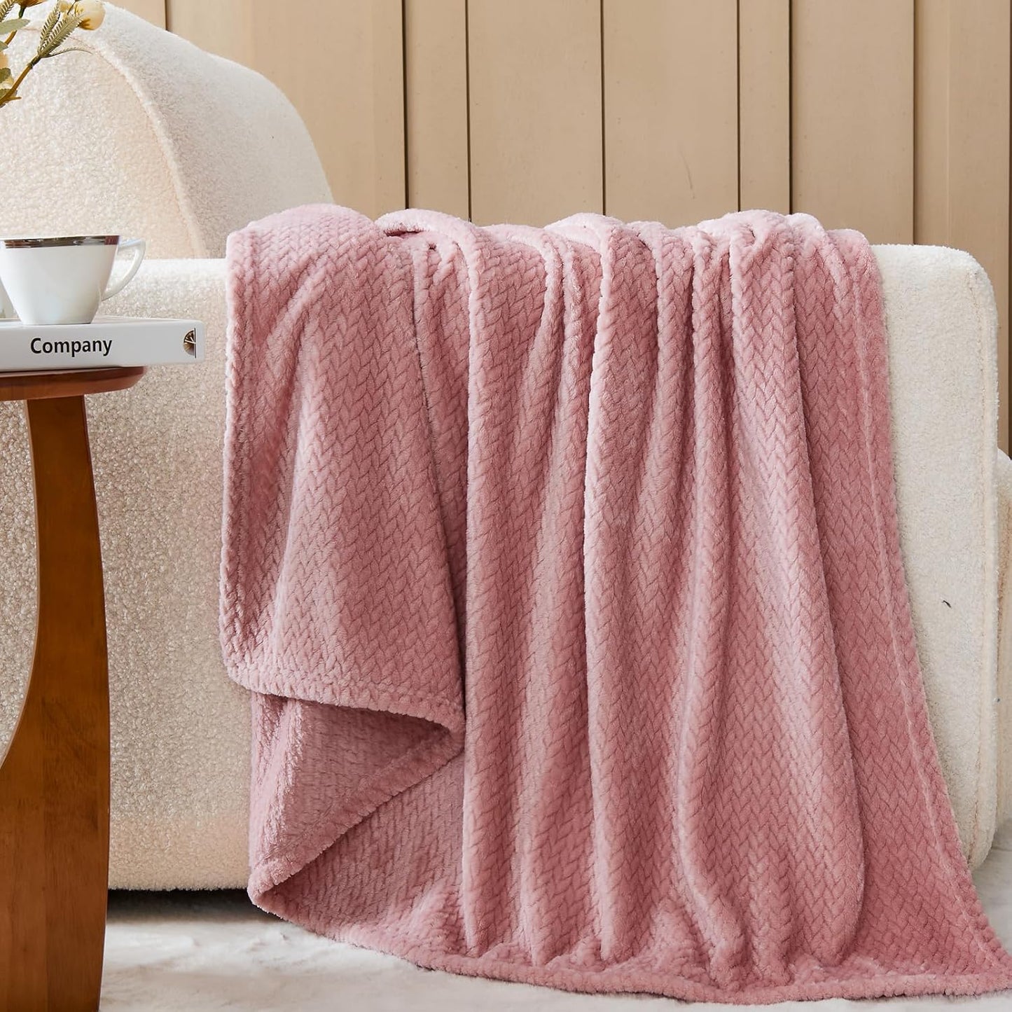 NEWCOSPLAY Super Soft Throw Blanket Light Purple Premium Silky Flannel Fleece Leaves Pattern Lightweight Bed Blanket All Season Use (Light Purple, Throw(50"x60")) - Colors A