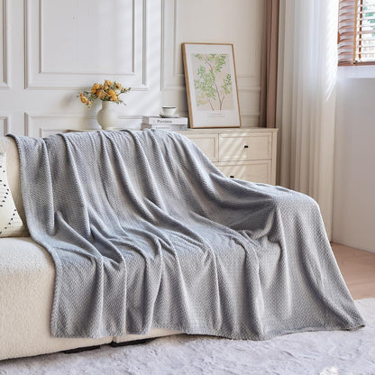 NEWCOSPLAY Super Soft Throw Blanket Light Purple Premium Silky Flannel Fleece Leaves Pattern Lightweight Bed Blanket All Season Use (Light Purple, Throw(50"x60")) - Colors A
