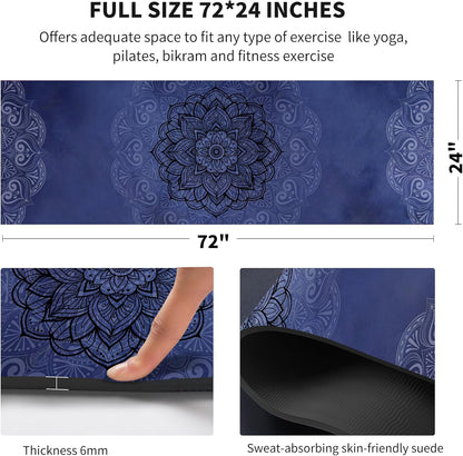 nuveti Yoga Mat Print Extra Thick TPE Non Slip Fitness Exercise Mat with Carrying Bag,72"x24" Extra Thick 6MM Exercise & Workout Mat for Yoga, Pilates Fitness and Floor Exercises - Colors B