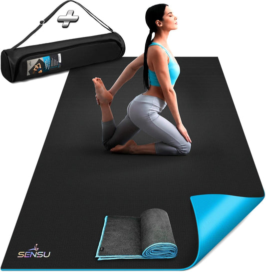 Sensu Large Yoga Mat for Men and Women – Extra Thick Non-Slip Yoga Mat with High Grip Surface for Hot Yoga, Pilates, Stretching, Meditation, and Floor Workouts – Durable Exercise Mat for Home or Studio (Multiple Sizes)