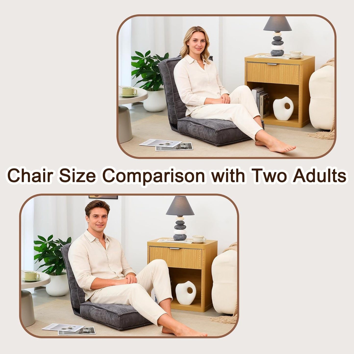 Adjustable Floor Chair with Back Support, 6-Position, Folding Japanese Meditation Tatami Chair, Comfy Gaming Chairs for Adults, Accent Sofa Reading Chairs, Living Room, Bedroom, Coffee