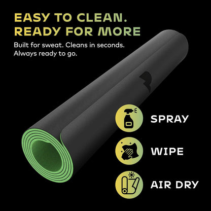 Reversible Yoga Mat - 5mm Thick Dual Sided Non-Slip Exercise Mat Made with 100% Recyclable Natural Rubber Eco-Friendly Fitness Pad for Core Training, HIIT, Pilates & Home Gym 26x71"