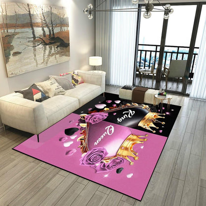 5' X 7' Queen and King Rug Black Grey Area Rugs Dining Living Room Bedroom Kitchen Office Yoga Room Washable Floor Mat Doormats Throw Rug Carpet Room Decor