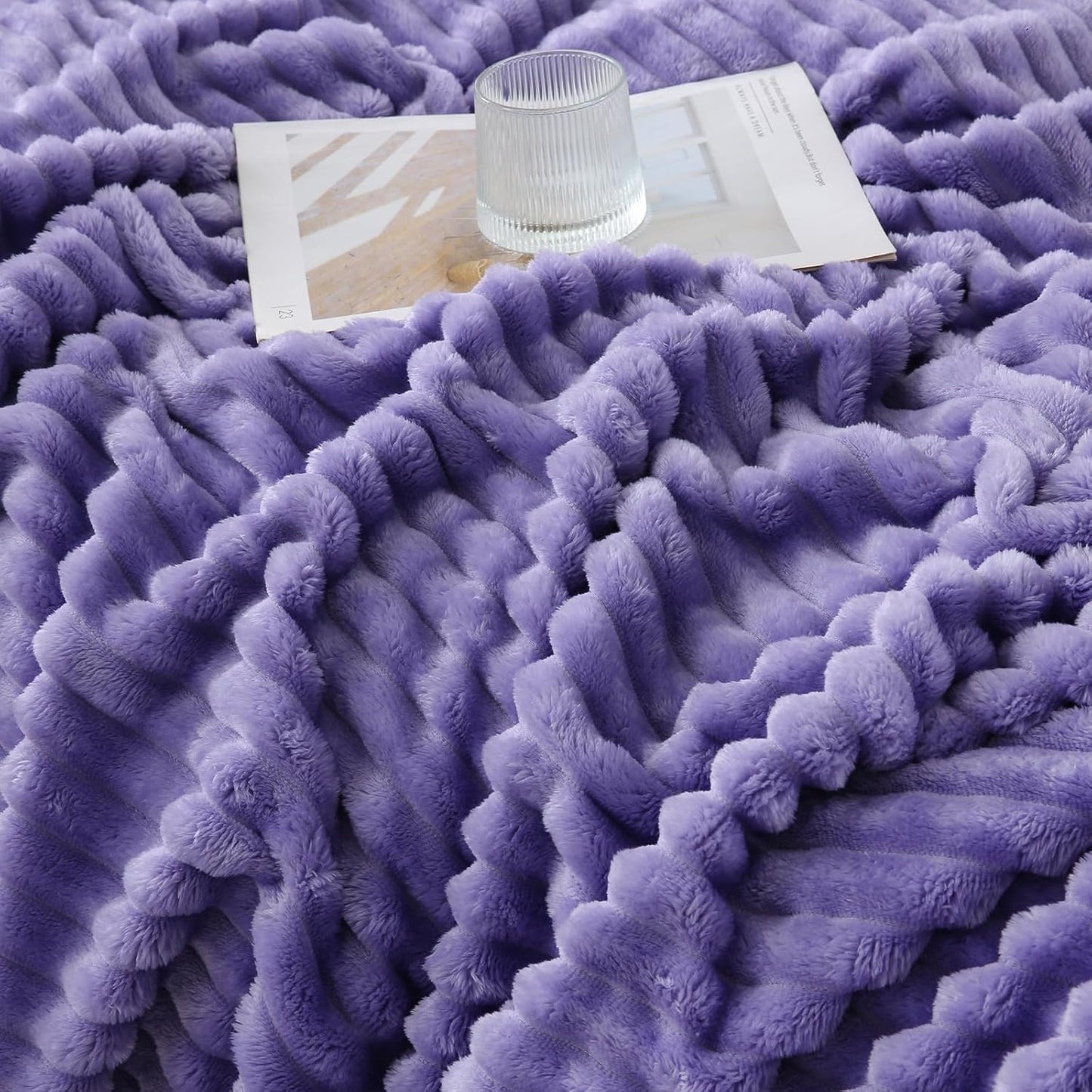 Khaki Throw Blanket for Couch Sofa 50x60 inches Striped Fleece Blankets Room Home Decor Lightweight Plush Soft Cozy Gifts for Women Mom Girls