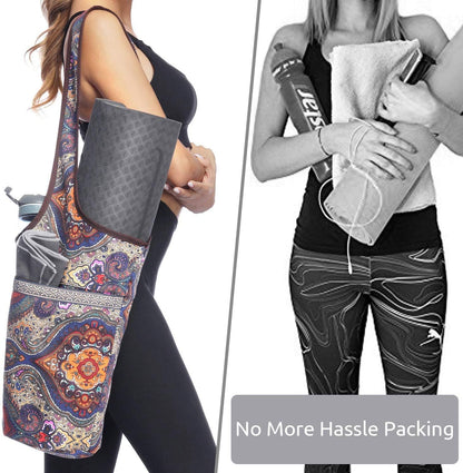 Ewedoos Canvas Yoga Mat Bag Fits Most Mats Yoga Bag with Large Storage Pockets to Hold More Accessories Ideal for Pilates Workout Gifts & Travel