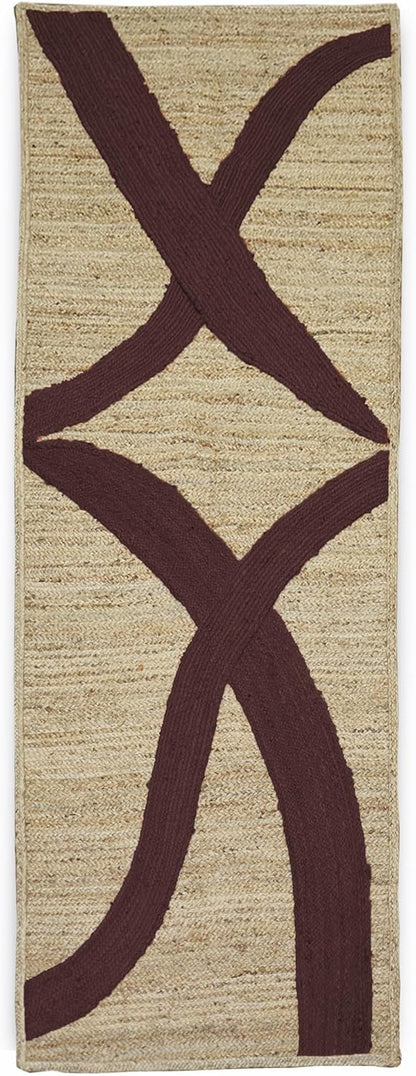 Premium Quality Jute Rug 4x6 Feet Area Rug Natural Fiber Jute Rugs Thick 0.27" Black Abstract Pattern Geometric Rugs for Kids Room, Living Room, Yoga Mat, Indoor Outdoor Carpet - Colors C