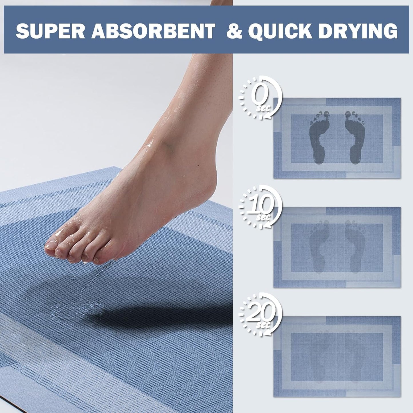 YDKGL Non Slip Long Bath Mat Bathroom Runner, Rubber Backing Ultra Thin Bathroom Rugs Fit Under Door Quick Dry Super Absorbent Washable Bath Rug Shower Mat for Bathtub Sink Floor, Dark Gray 17"x47"