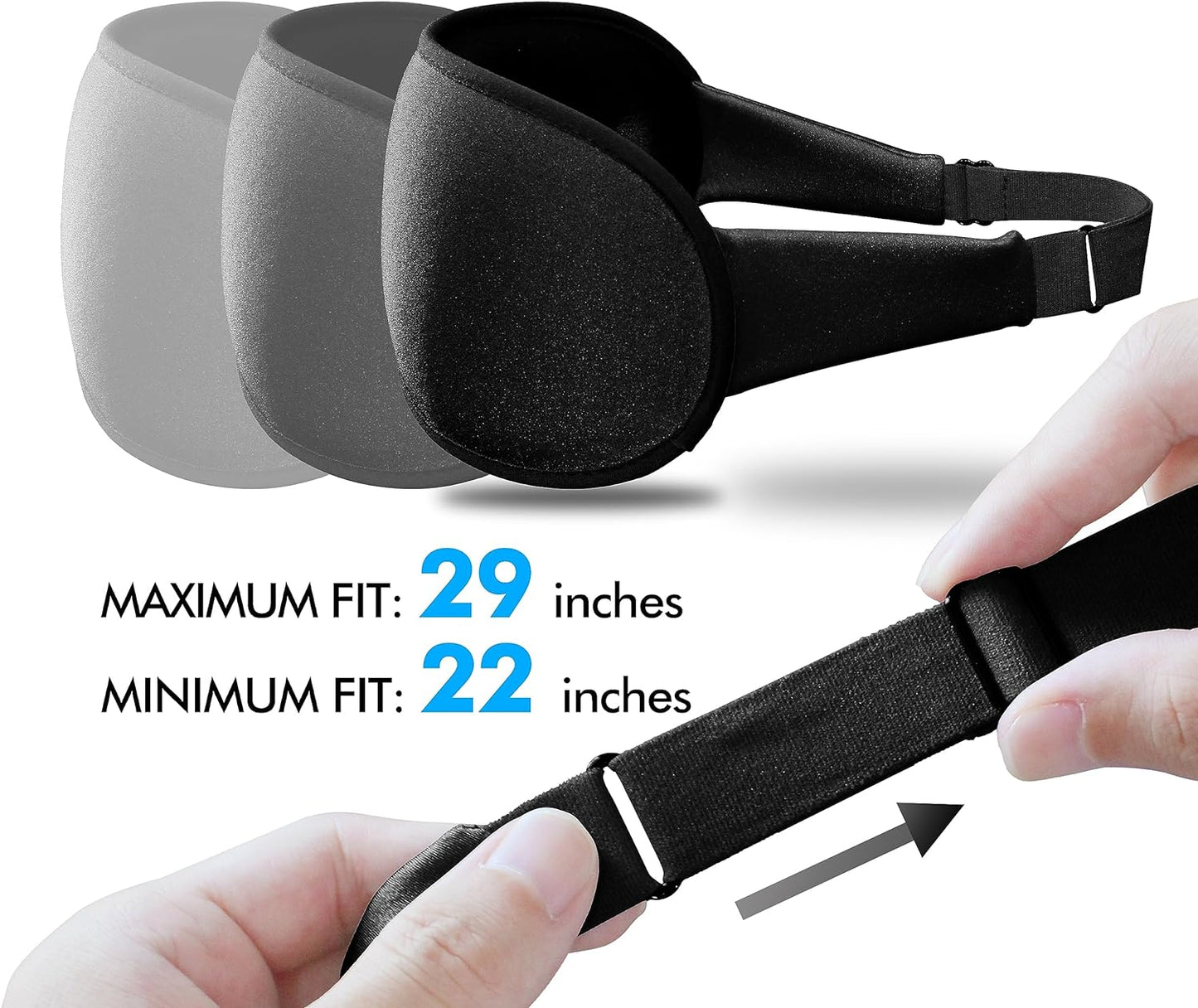 Sleep Eye Mask for Men Women, Sleeping Mask for Side Sleeper, Travel Blackout Night Blindfold Eye Shade Cover with Adjustable Strap (Black)