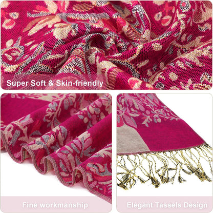 vimate Silky Paisley Pashmina Shawl Scarf-Women's Soft Double-side Jacquard Pashminas Wrap for Evening Dress Travel Shawl