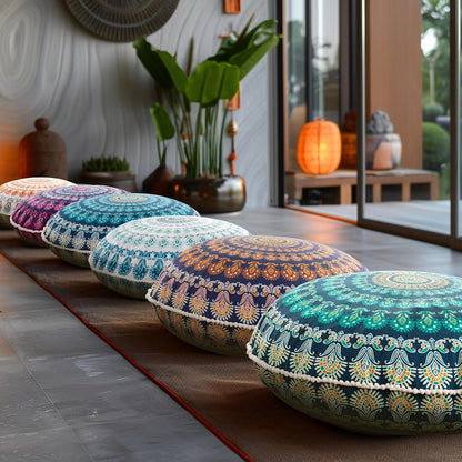Codi Meditation Floor Pillow Set of 2, Round Large Pillows Seating for Adults, Bohemian Mandala Circle Cushion for Outdoor Fireplace Yoga Living Room, 32 Inch, Memory Foam Added, Purple Orchid NEW
